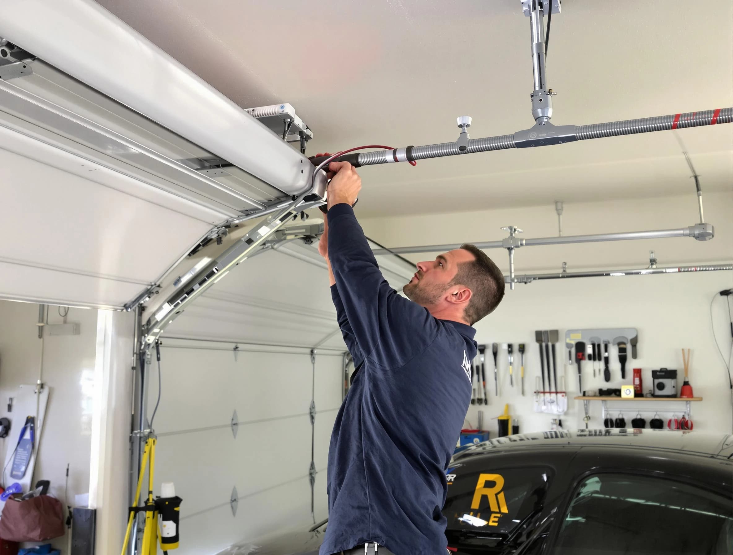 Woods Cross Garage Door Repair technician performing garage door cable repair in Woods Cross