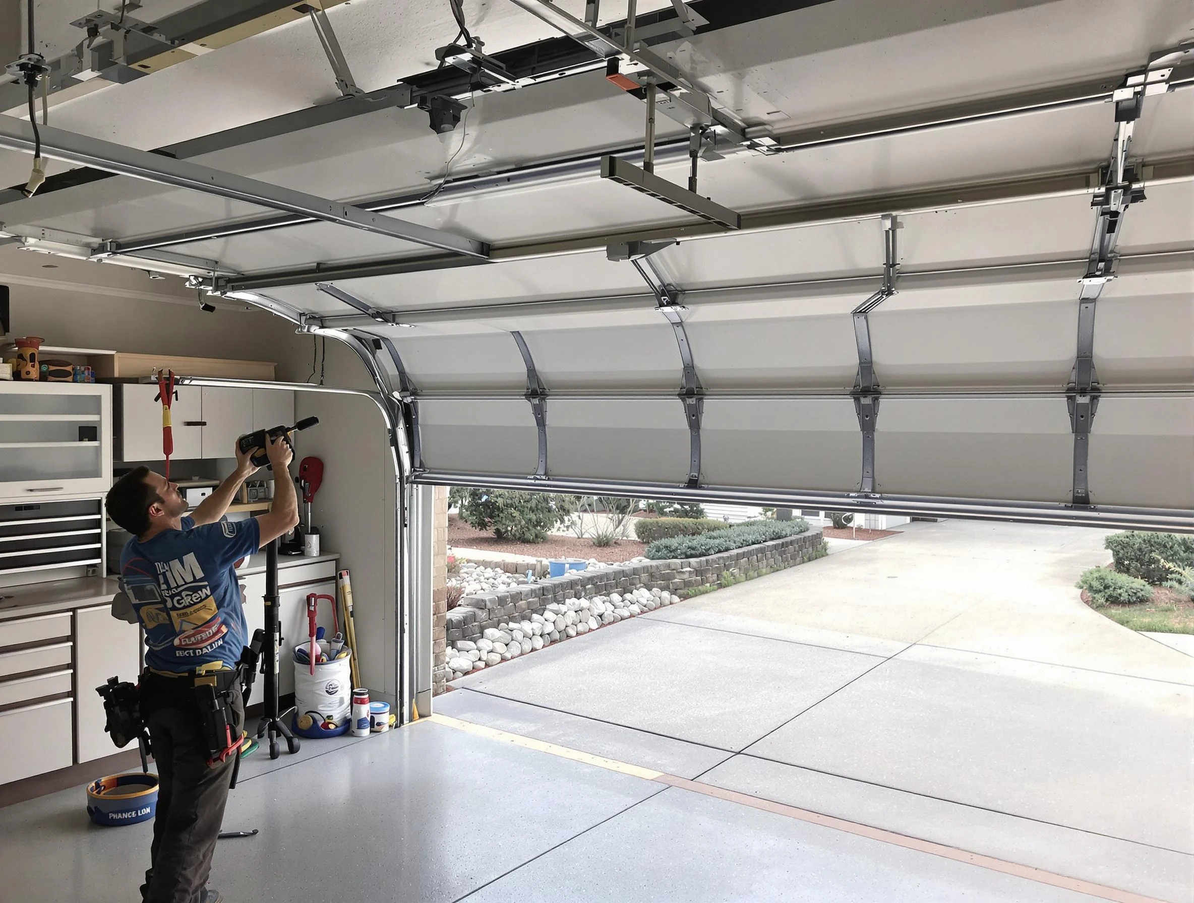 Garage door track repair service by Woods Cross Garage Door Repair in Woods Cross